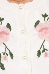 Rossi Floral Button Up Cardigan - White/Pink