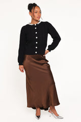 Sheena Rhinestone Collar Holiday Cardigan - Black