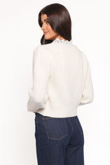 Silvie Lace Front Tie Cardigan - Cream