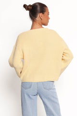Sybil Button Front Cardigan - Butter Yellow