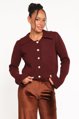 Thelma Trumpet Sleeve Cardigan - Cabernet