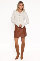 Thelma Trumpet Sleeve Cardigan - Cream