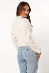 Tuilly Wrap Front Knit Sweater - Cream