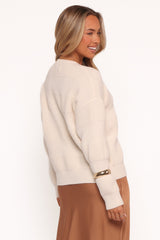 Verago Textured Stripe Cardigan - Cream