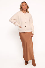 Verago Textured Stripe Cardigan - Cream