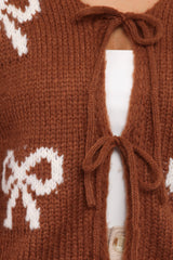 Vienna Bow Cardigan - Camel