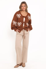 Vienna Bow Cardigan - Camel