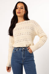 Watton Stripe Knit Sweater - Cream