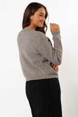 Wilde Bow Front Cardigan - Light Grey