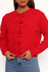 Wilde Bow Front Cardigan - Red