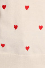 Xadie All Over Mini Heart Sweater - Cream/Red