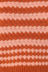 Yasmin Striped Crewneck Knit Sweater - Orange Pink