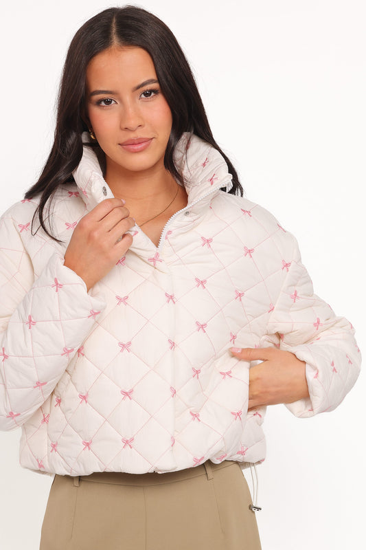 Adi Quilted Jacket - Pink Bow