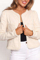 Braided Trim Crop Jacket - Ecru