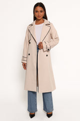 Cayenne Contrast Binding Trench Coat - Beige