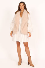 Chelsea Faux Fur Open Front Vest - Eggshell