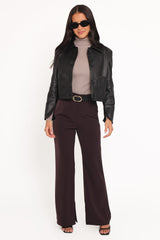 Hope Crop Faux Leather Jacket - Black