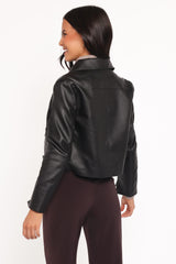 Hope Crop Faux Leather Jacket - Black