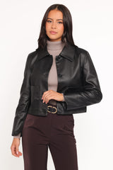 Hope Crop Faux Leather Jacket - Black
