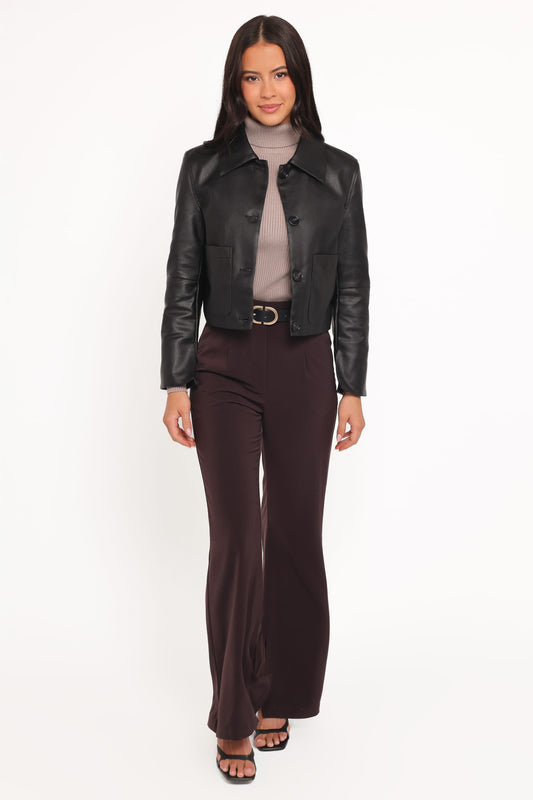 Hope Crop Faux Leather Jacket - Black