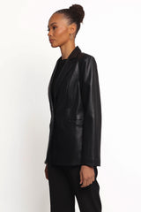 Jamie Faux Leather Blazer - Black