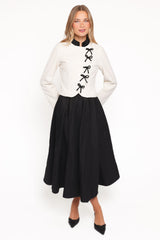 Jorah Twill Cropped Bow Jacket - Cream