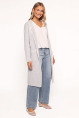 Katia Contrast Trim Coatigan - Light Grey