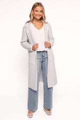 Katia Contrast Trim Coatigan - Light Grey
