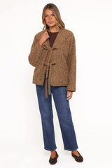 Kimmy Bow Oversized Cardigan - Moss