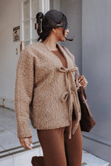 Kimmy Bow Oversized Cardigan - Moss