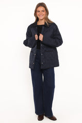Lynly Quilted Barn Jacket - Navy