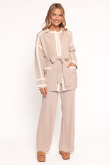 Maloney Tie Front Coatigan - Beige