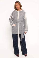 Maloney Tie Front Coatigan - Grey