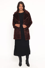 Meeka Faux Fur Jacket - Burgundy