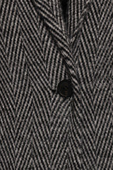Nicoletta Single Button Herringbone Coat - Black
