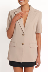 Nora Short Sleeve Blazer - Beige