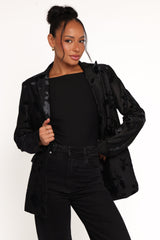 Ollie Burnout Blazer - Black Velvet