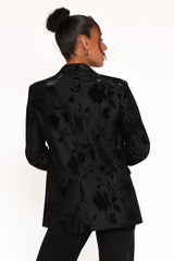 Ollie Burnout Blazer - Black Velvet