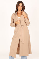 Robyn Tie Front Trench Coat - Beige