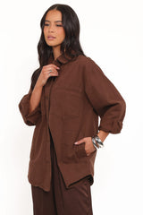 Toto Denim Shacket - Chocolate Brown