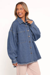 Twiggy Frayed Edge Denim Shacket - Denim