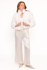 Velma Channel Faux Fur Jacket - Cream