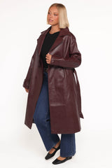 Vita Faux Leather Jacket - Burgundy