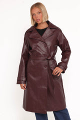 Vita Faux Leather Jacket - Burgundy