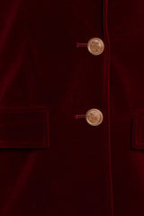 Zpya Single Button Velvet Blazer - Berry
