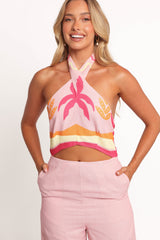 Aryn Halterneck Jumpsuit - Pink Palm