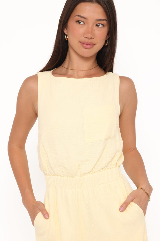 Brenna Cotton Jumpsuit - Baby Yellow
