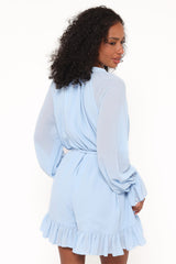 Brianna Long Sleeve Romper - Blue