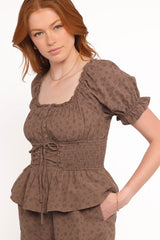 Bridget Jumpsuit - Taupe Purple Floral