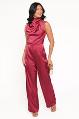Brinley One Shoulder Jumpsuit - Berry
